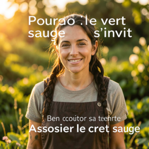 Cuisine moderne avec façades vert sauge, plan de travail en bois clair et étagères ouvertes, idée décoration cuisine apaisante.