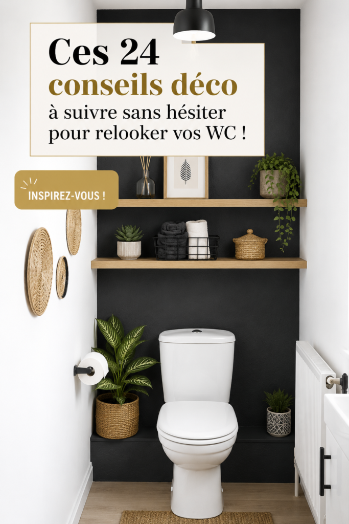 Un WC modernisé avec des éléments de décoration chaleureuse et des couleurs agréables.