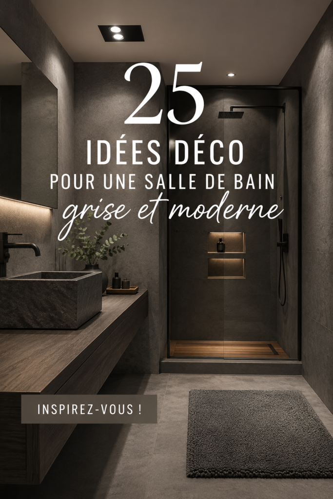 Salle de bains moderne avec déco grise élégante