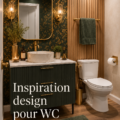 Un powder room décoré avec goût, alliant style et fonctionnalité.