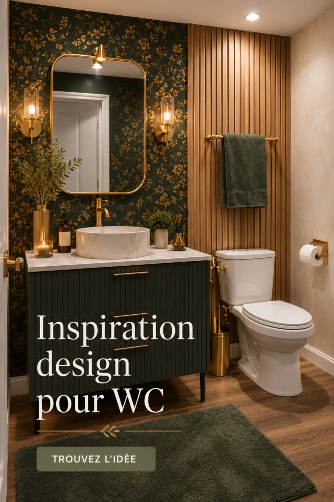 Un powder room décoré avec goût, alliant style et fonctionnalité.