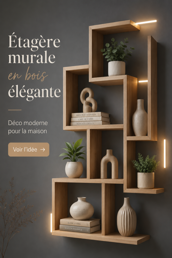 Étagère murale en bois élégante dans un intérieur moderne
