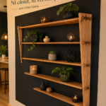 Étagère Nicole réalisée sans clous ni vis, présentée dans un intérieur moderne.
