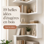 Étageres en bois élégamment disposées dans un salon moderne