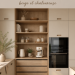 Cuisine beige scandinave avec garde-manger multifonction élégant