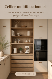 Cuisine beige scandinave avec garde-manger multifonction élégant