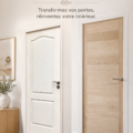 Un intérieur chaleureux avec des portes habillées de manière originale.