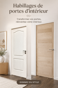 Un intérieur chaleureux avec des portes habillées de manière originale.