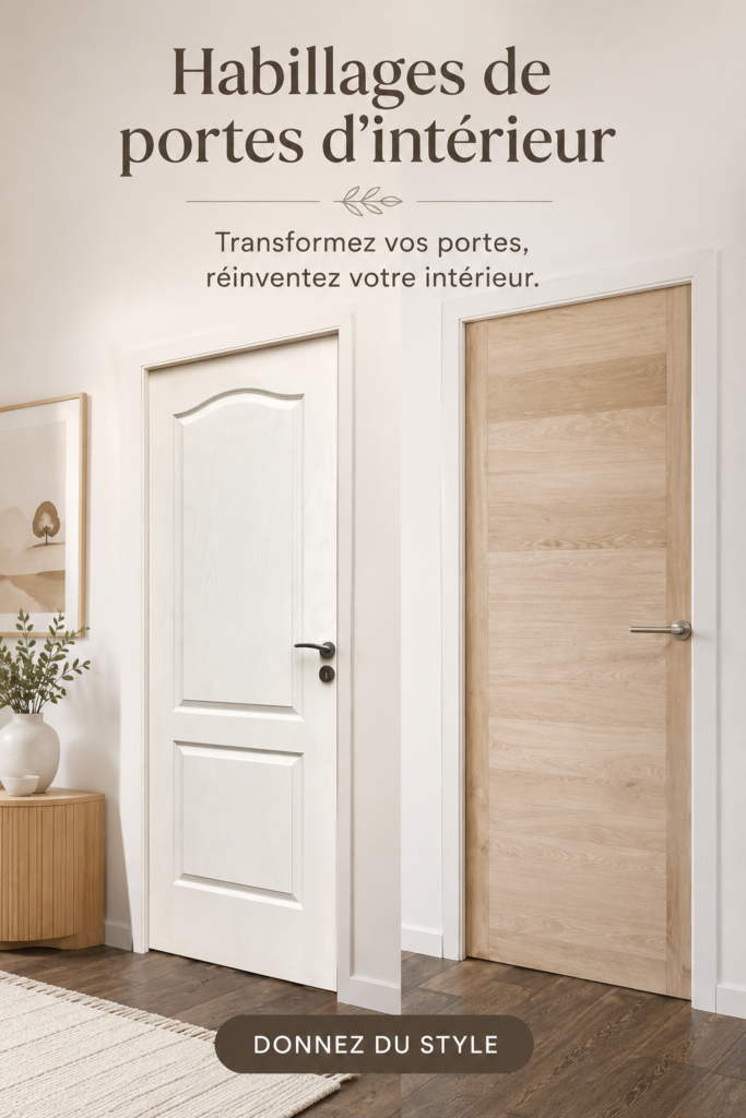 Un intérieur chaleureux avec des portes habillées de manière originale.