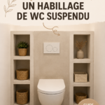 Habillage de WC suspendu en bois moderne.