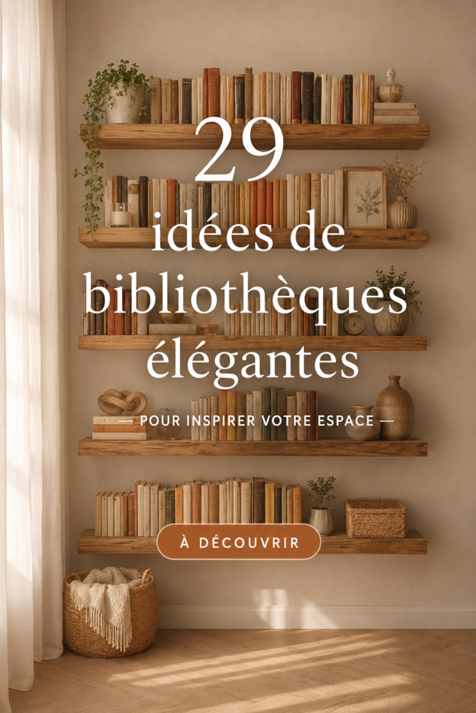 Un salon moderne avec une bibliothèque élégante remplie de livres et de décorations