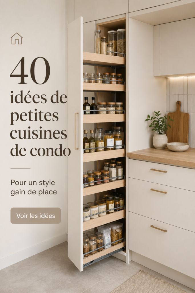 Une cuisine moderne et compacte avec des rangements astucieux pour un petit espace.