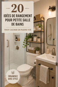 Une petite salle de bain organisée avec des solutions de rangement pratiques.
