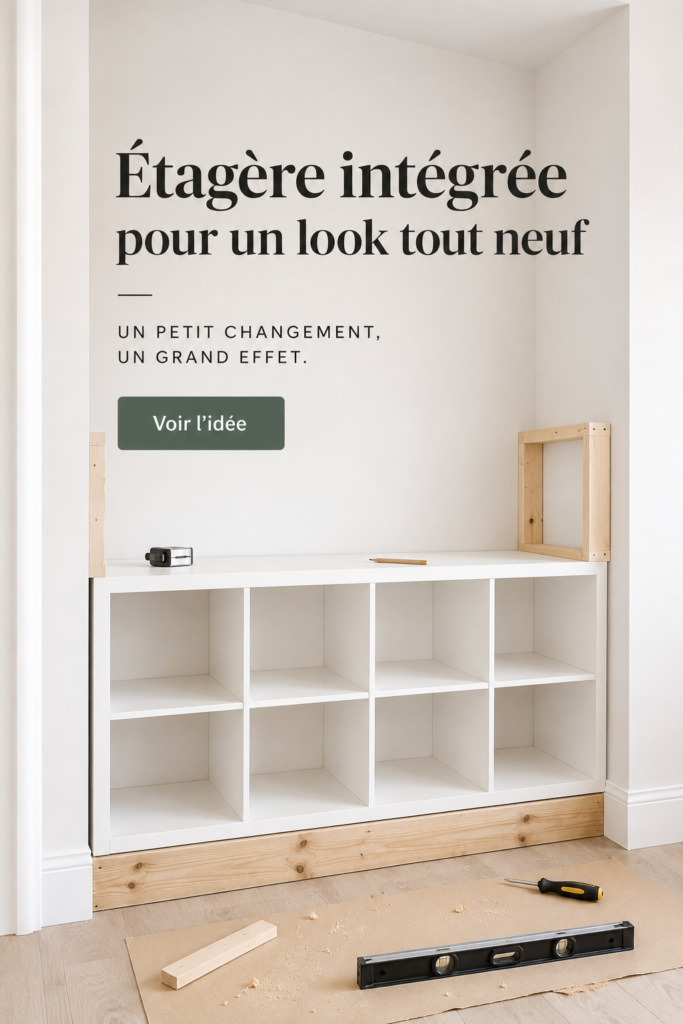 Un salon joliment aménagé avec un meuble KALLAX stylisé