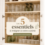 Une cuisine chaleureuse avec des ustensiles et rangements pratiques