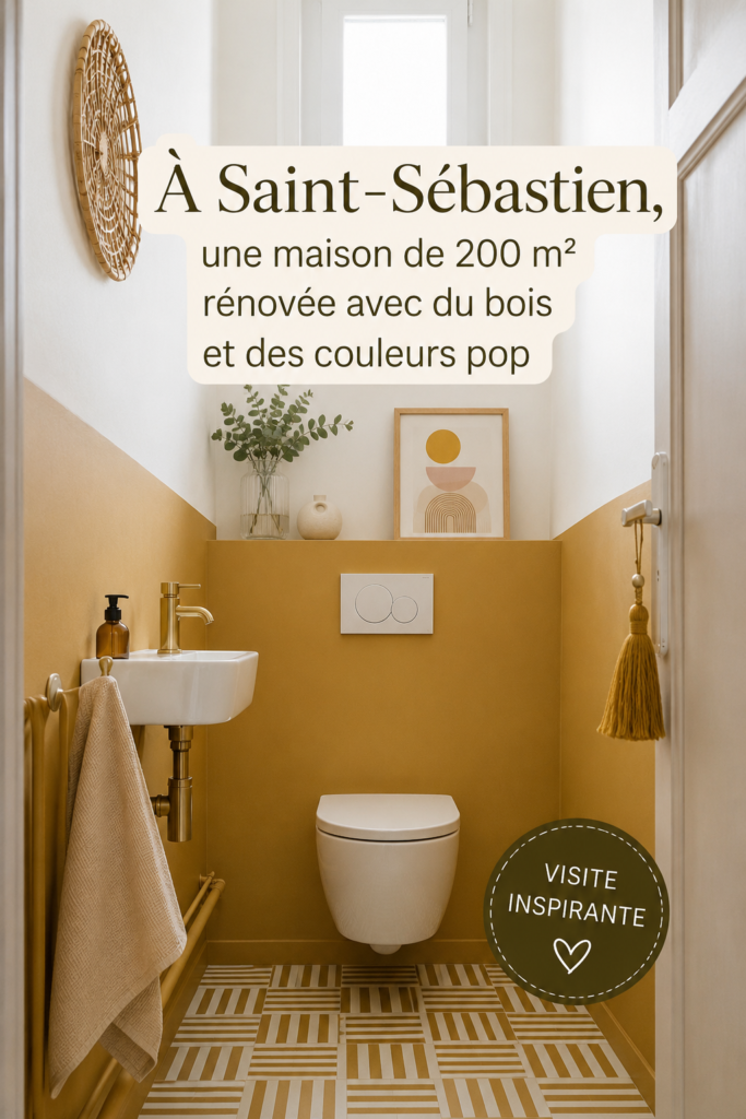 Maison rénovée à Saint-Sébastien, mélange de bois et couleurs pop