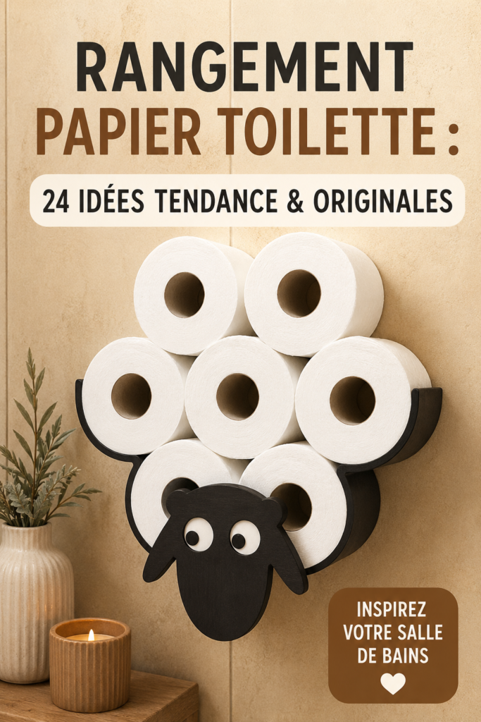 Idées de rangement tendance pour papier toilette dans une salle de bain moderne.