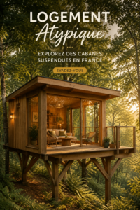 Cabanes suspendues dans les arbres en France, offrant une vue imprenable.