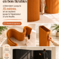 Cloison en bois flexible dépliée dans un intérieur moderne