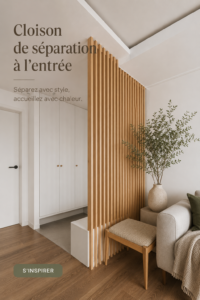 Cloison en bois moderne décorant une entrée