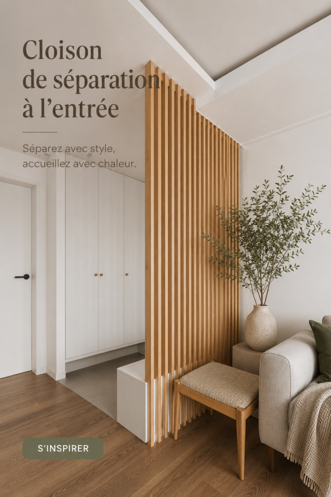 Cloison en bois moderne décorant une entrée