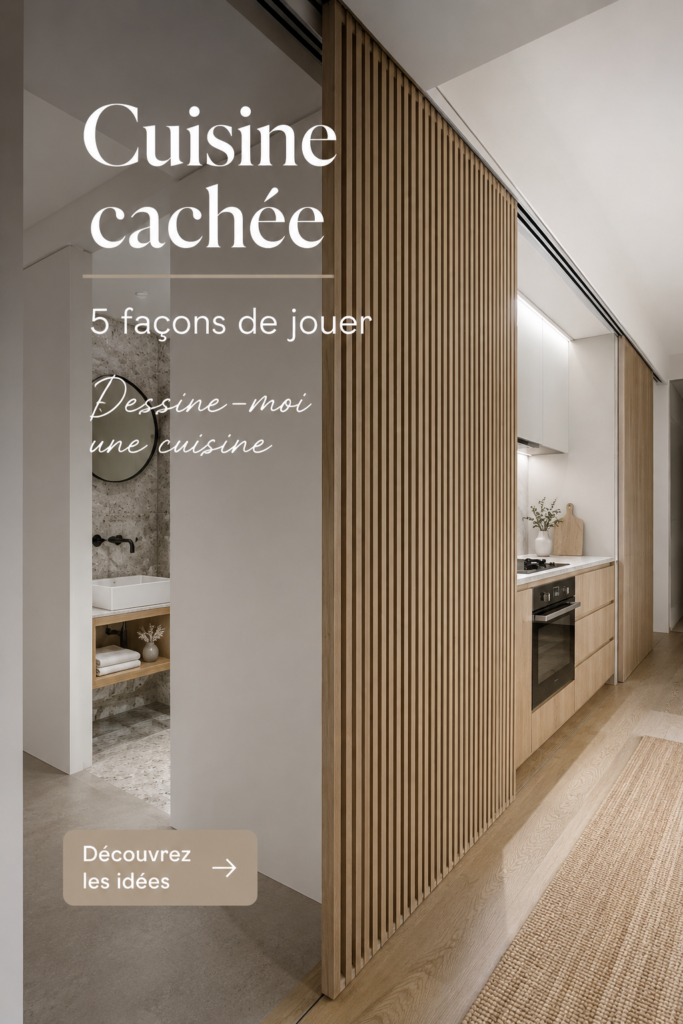 Cuisine cachée moderne avec des rangements optimisés
