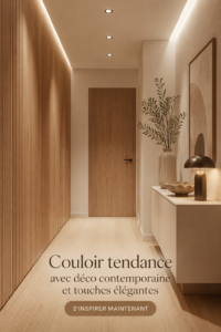 Couloir tendance avec décoration contemporaine et accents modernes