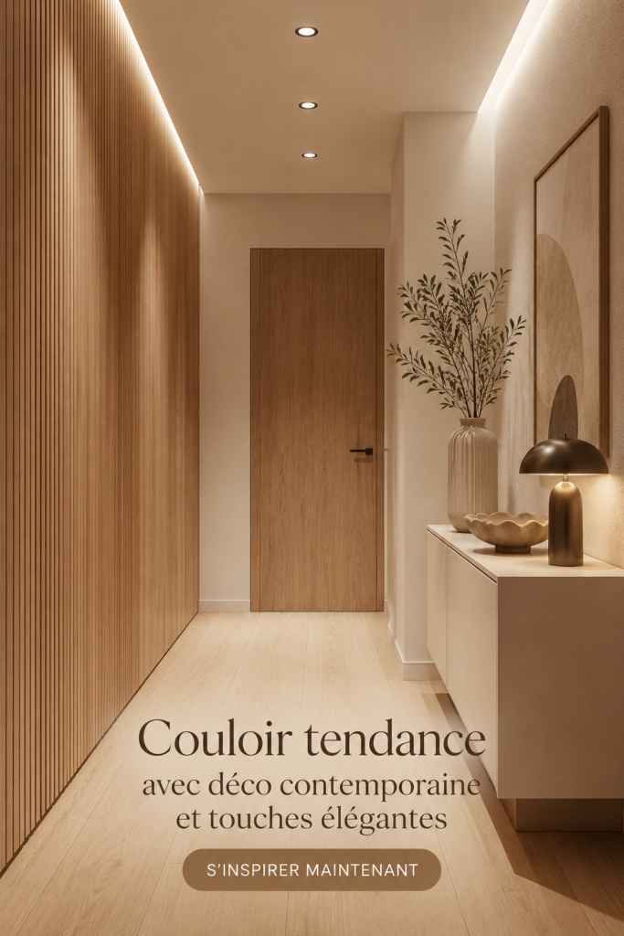 Couloir tendance avec décoration contemporaine et accents modernes