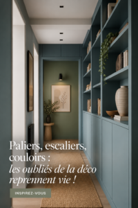 Un couloir décoré avec des tableaux et des plantes, illustrant des idées de décoration chaleureuses.