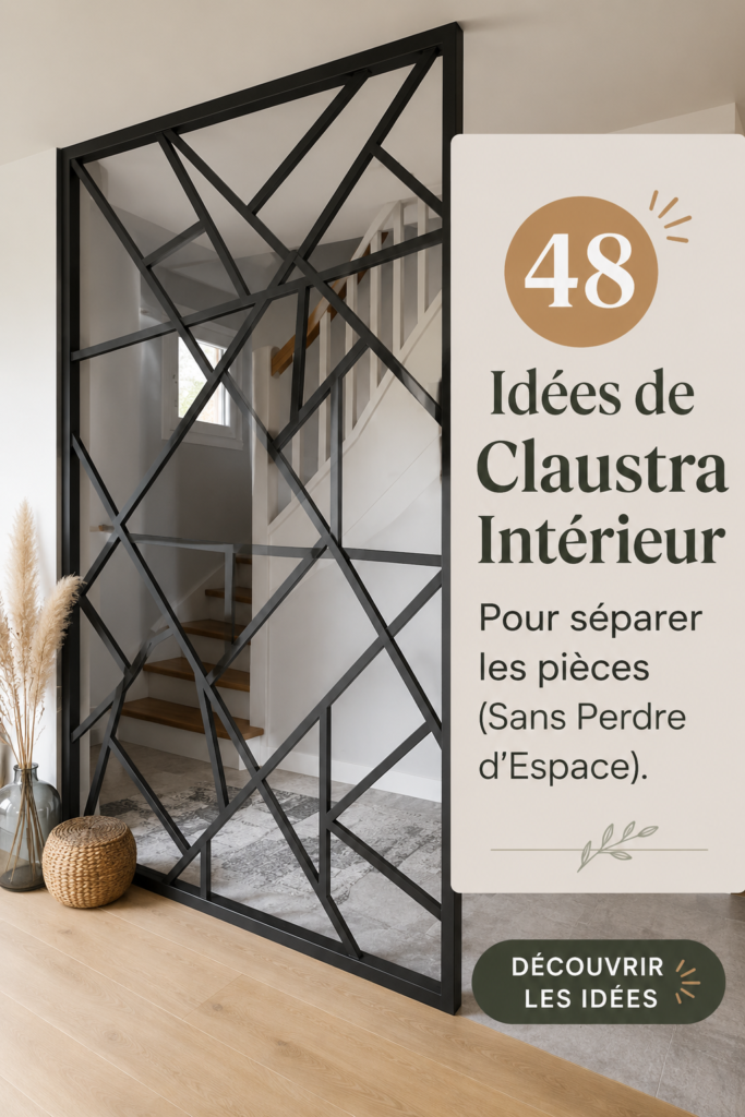Exemple de claustra en bois séparant une pièce de vie pour une ambiance chaleureuse.