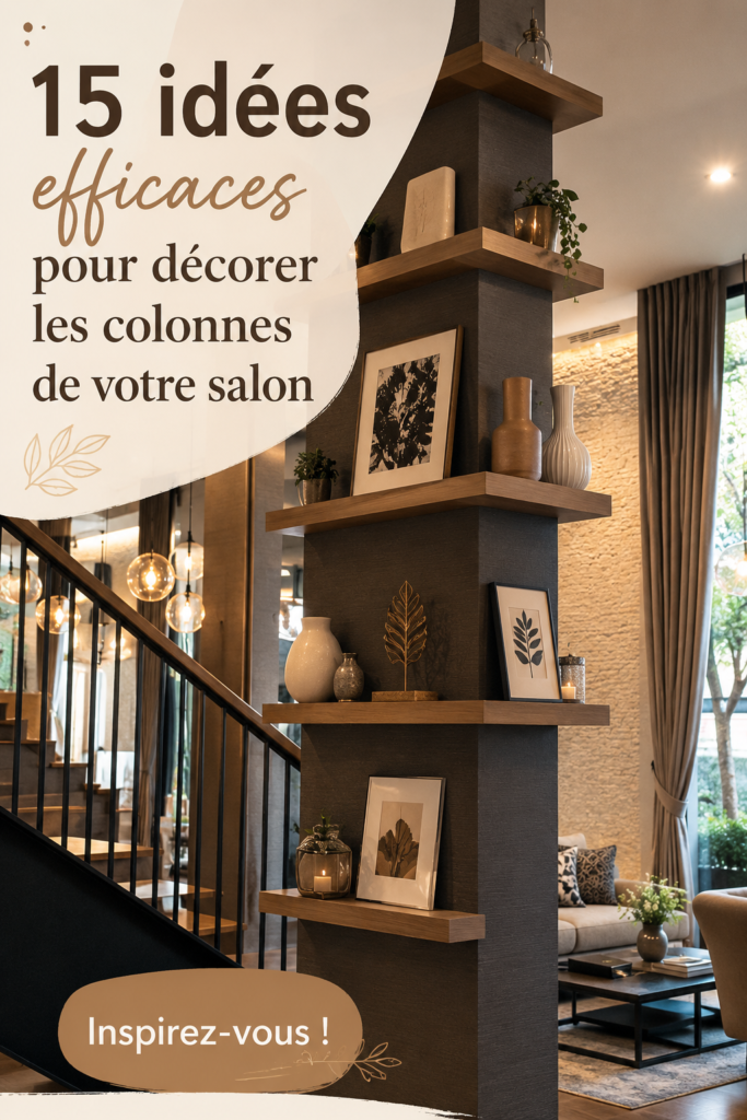 Salon moderne avec colonnes décorées au goût du jour