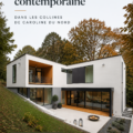 Vue d'ensemble d'une maison contemporaine entourée de collines verdoyantes en Caroline du Nord