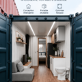Une maison conteneur modulable moderne et pratique, intégrée dans la nature.