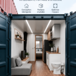 Une maison conteneur modulable moderne et pratique, intégrée dans la nature.