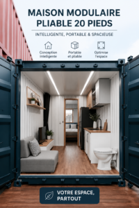 Une maison conteneur modulable moderne et pratique, intégrée dans la nature.