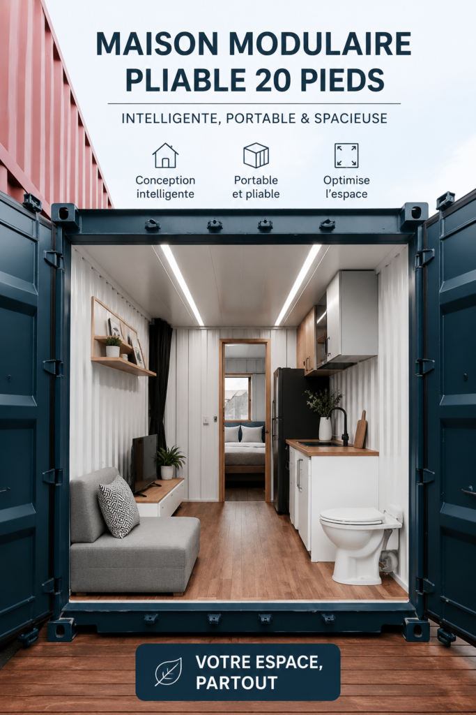 Une maison conteneur modulable moderne et pratique, intégrée dans la nature.