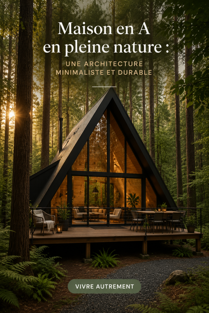 Maison en A entourée de nature, incarne l'architecture minimaliste et durable