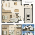 Maison moderne à étage de 100 m² à Treillières, avec un design soigné et un jardin verdoyant.