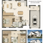 Maison moderne à étage de 100 m² à Treillières, avec un design soigné et un jardin verdoyant.