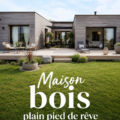 Maison en bois de plain-pied moderne entourée de verdure