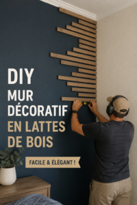 Mur d'accent en lattes de bois dans un salon chaleureux