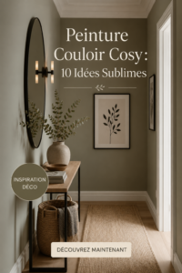 Un couloir peint dans des couleurs douces et accueillantes, avec des éléments de décoration cosy.