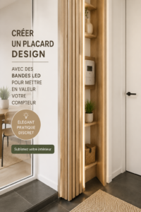 Placard moderne illuminé par des bandes LED, créant une ambiance chaleureuse et accueillante