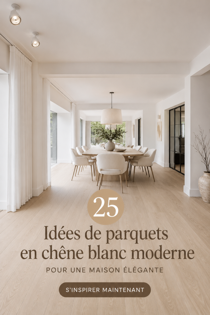 Un beau salon avec un parquet en chêne blanc moderne mettant en valeur un intérieur chaleureux.