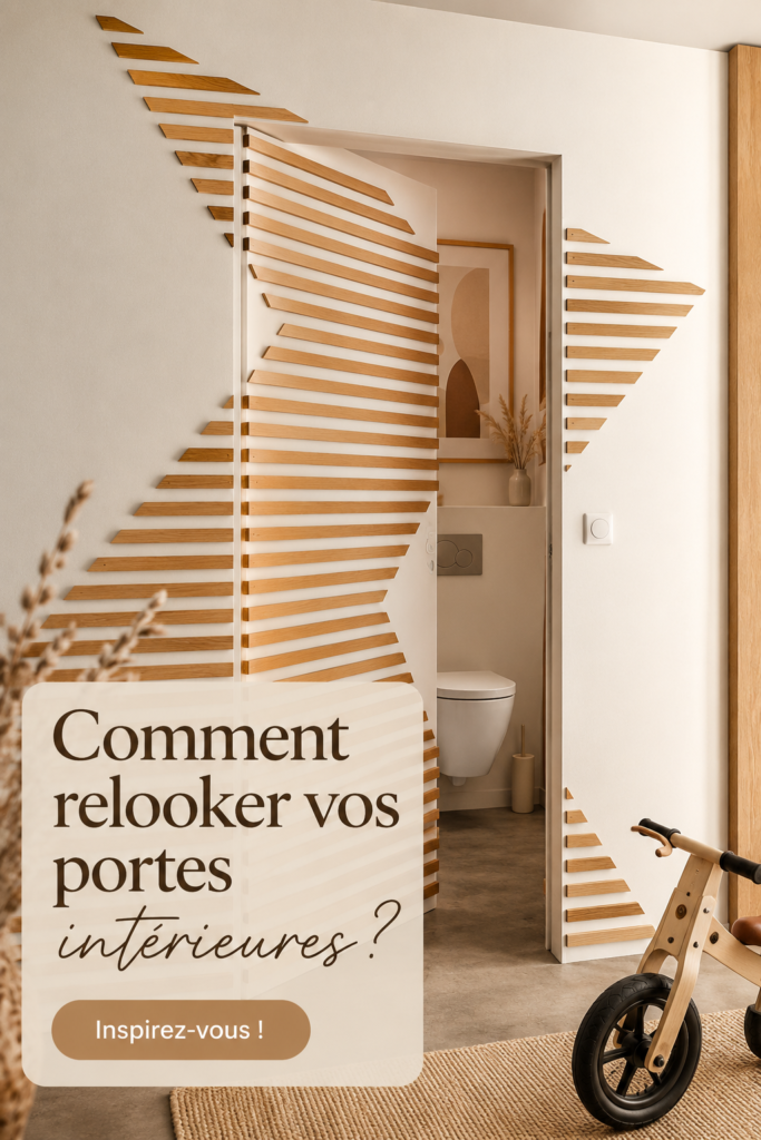 Avant et après le relooking d'une porte intérieure, illustrant les techniques de transformation.