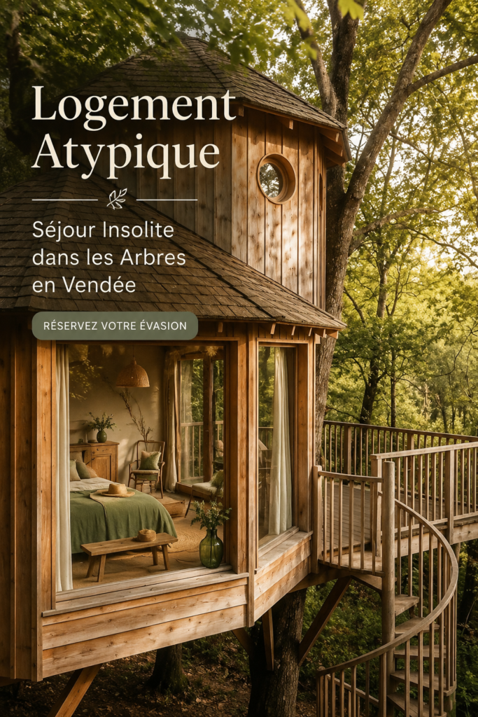 Séjour dans une cabane en bois perchée dans les arbres en Vendée