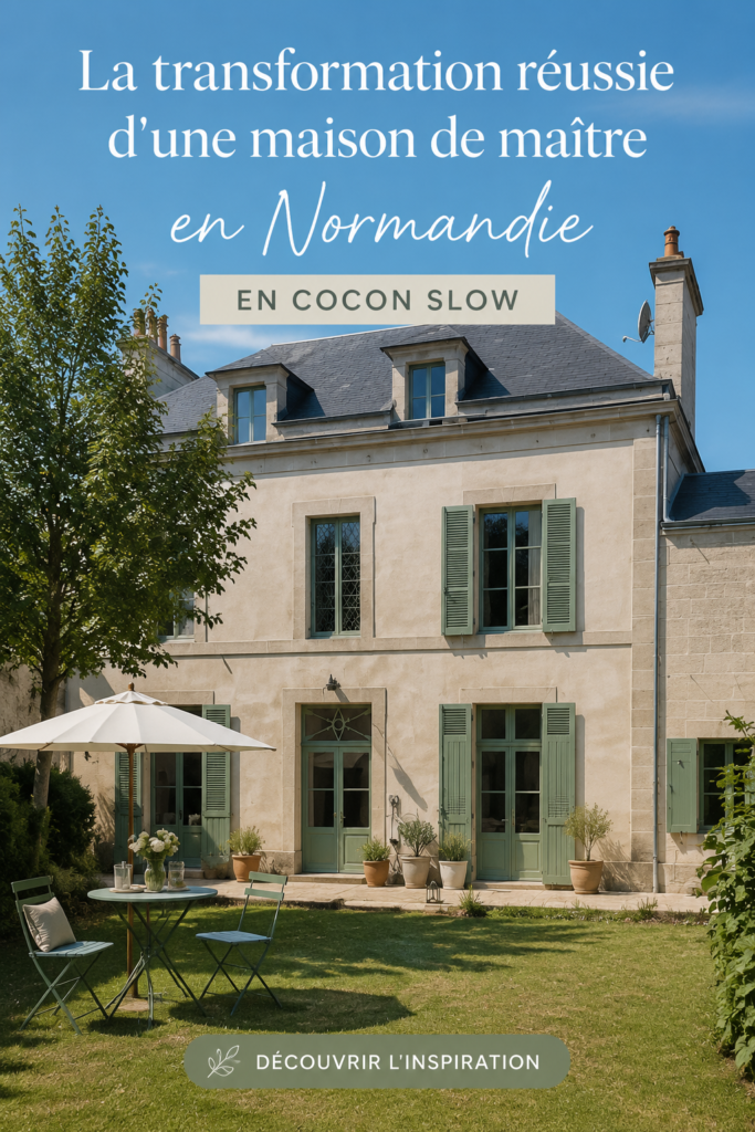 Transformation d'une maison de maître normande en un cocon chaleureux avec des motifs naturels et des couleurs douces.