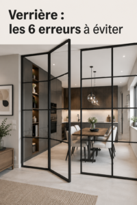 Verrière moderne séparant une salle de vie, apportant lumière et style.