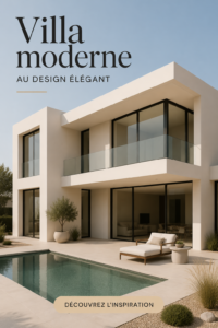 Vue extérieure d'une villa moderne au design minimaliste et élégant.