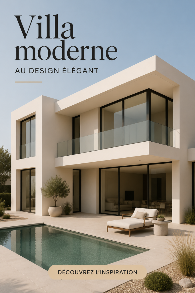 Vue extérieure d'une villa moderne au design minimaliste et élégant.